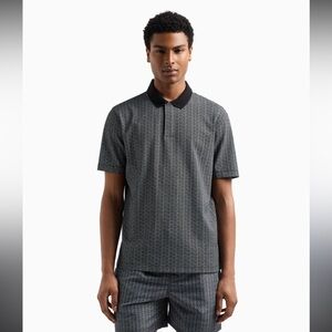 Armani Exchange Black and Gray Polo Shirt